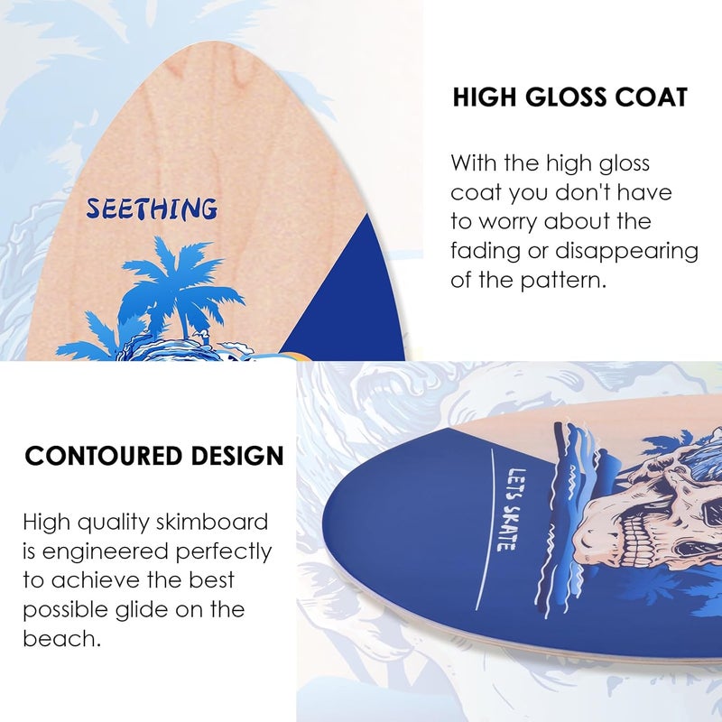 Seething 35 Inch Skimboard with High Gloss Coat Wood Skim Board for Beginners,Kids, Teenagers, Adults and All Skimming - Image 4
